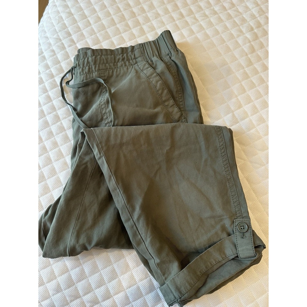 Talbots Women's Olive Green Crop Elastic Waist Pants Size 10